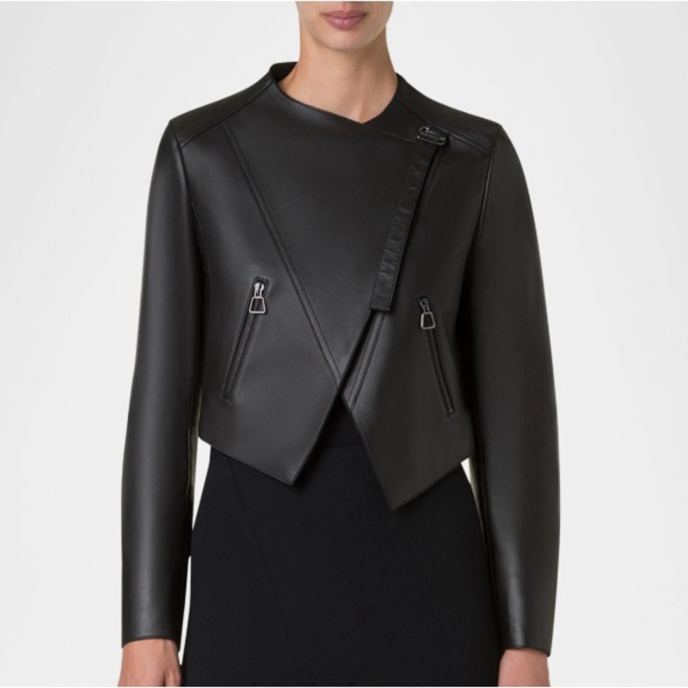 Akris Nappa Black Leather Jacket